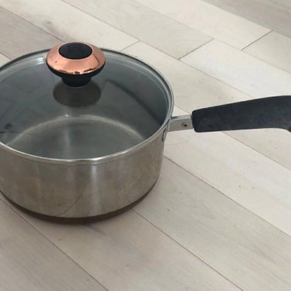 Vintage Revere Ware 1801 2qt 92j Stainless Steel Copper Bottom Saucepan